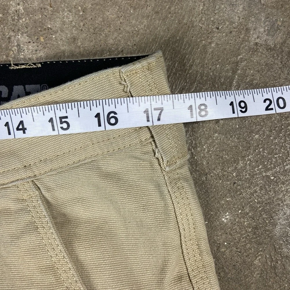 CAT Carpenter Canvas Pants Size 34x29 Beige Khaki Straight Fit‎ Utility Workwear